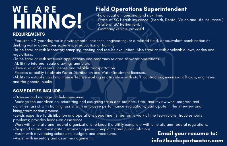 Employment Opportunities Bucksport Water System, Inc.